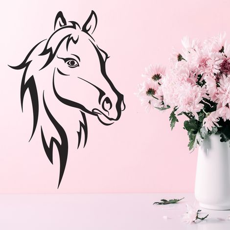 Sticker Mural - Tête de cheval - 17x25.5 cm - Noir (1/3)