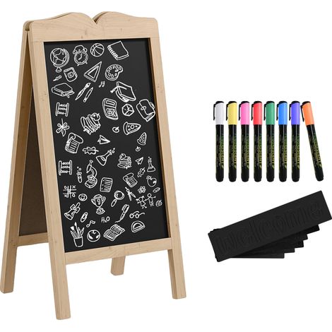 Tableau Noir Easel, Cadre en Bois Pliable, Matériaux Durables, Bois Naturel, 51X60X101 cm (1/2)