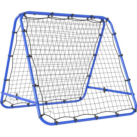 Filet de rebond pour football pliable avec angle réglable et piquets de fixation, 100 x 95 x 90 cm, Bleu