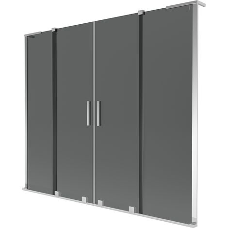 Mexen Velar L Duo Badewannenaufsatz 2-flügelig schiebbar 180 x 150 cm, Graphit, Chrom - 896-180-003-42-01 (1/2)