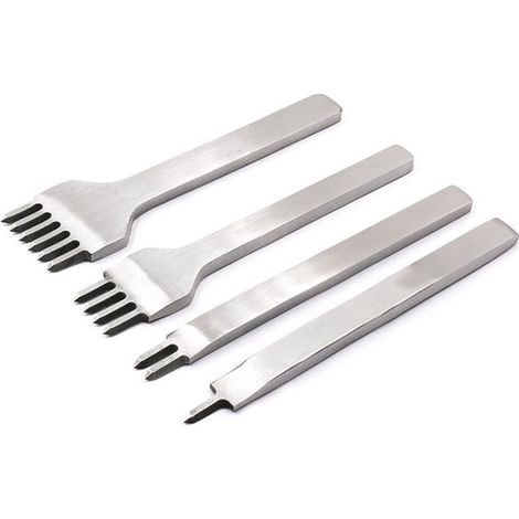 Lot de 4 poinçons pour travail du cuir, diamètre 4 mm, outils de perforation pour cuir avec aiguilles, set de couture et artisanat (1/5)