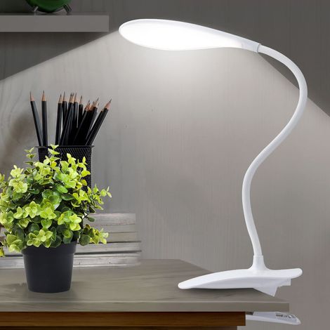 Lampe de bureau LED à intensité variable,lampe de lecture à pince pour le soin des yeux,avec Port USB,veilleuse de lit à col de cygne Flexible à 360 ° (1/5)