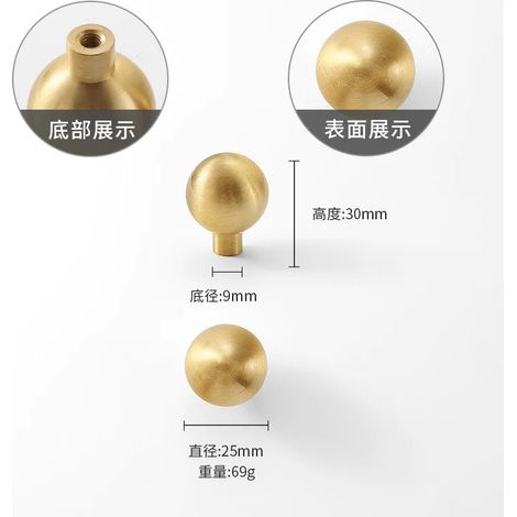 (Gold-A-1 pièce) Boutons et poignées en laiton massif de style nordique pour tiroirs et commodes, poignées de meubles en bronze, poignées créatives et luxueuses pour armoires de cuisine (1/5)