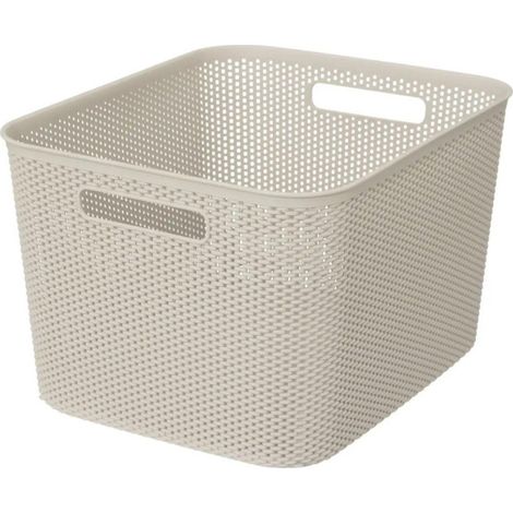 Panier de Rangement "Crochet" 21cm Beige Lin