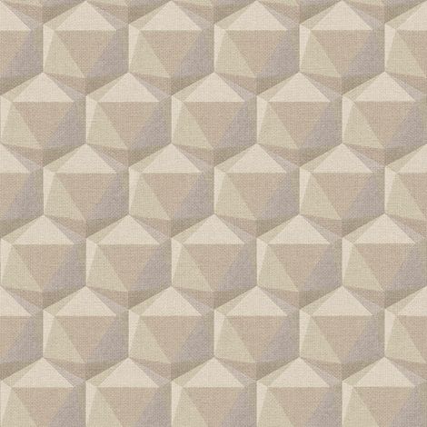 Papier peint graphique beige et crème Tapisserie hexagones effet de profondeur 3D Papier peint moderne rétro géométrique idéal cuisine (1/4)