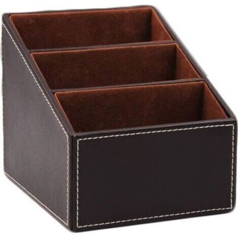 Organisateur de bureau en similicuir pour télécommandes, guides TV, courrier, appareils électroniques, téléphones, lunettes et pinceaux de maquillage – 1 unité (1/5)