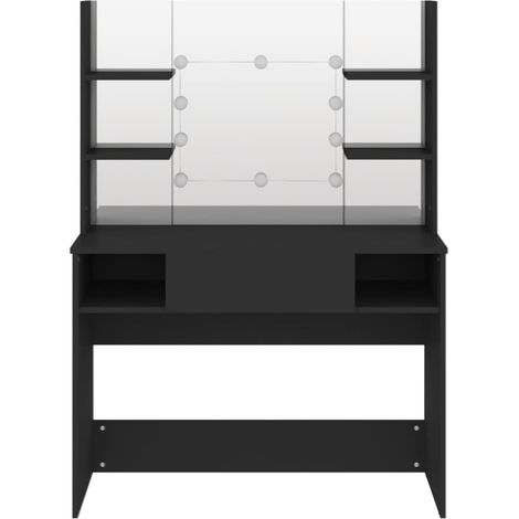 Table de maquillage avec éclairage LED 100x40x135 MDF Noir (1/5)