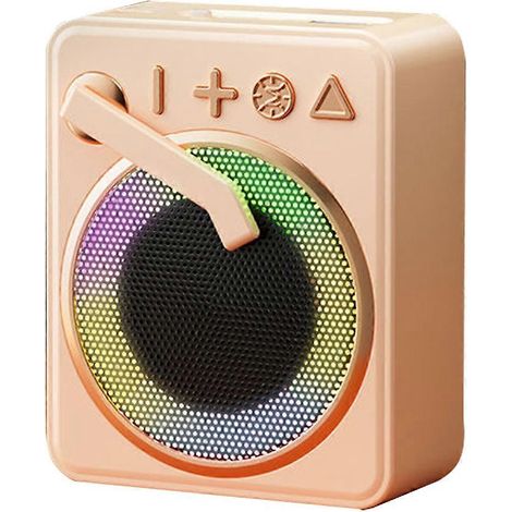 Enceinte portable rétro Bluetooth 5.0 avec éclairage RGB, lecteur de disques vinyle sans fil compatible carte TF et clé USB, lecteur MP3 rose (1/5)