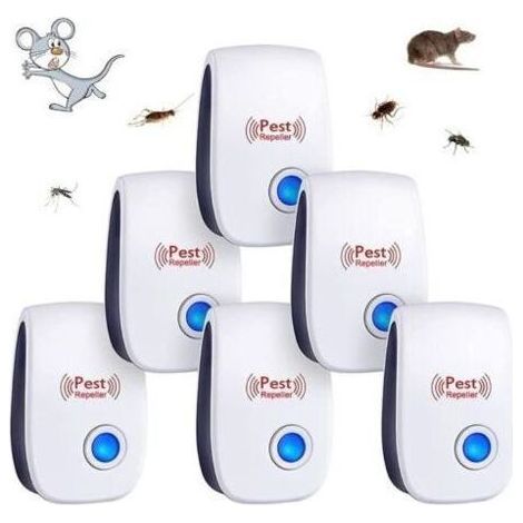 6pcs Répulsif à Ultrason Antiparasitaire, Intérieur, Appareil Anti Moustique/Souris/Cafards/Rongeurs/Fourmis/Araignées/Insectes (1/4)
