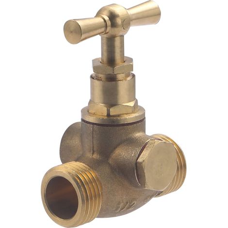 Noyon & Thiebault – Robinet équerre d'arrêt double mâle à purge M15x21 (1/2) – Tête à potence avec clapet démontable – Bouchon de purge inclus