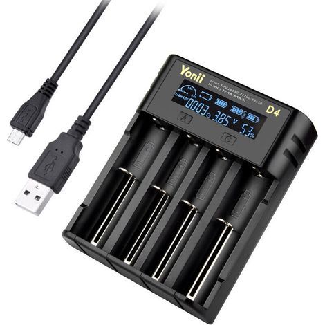 Akkuladegerät, geeignet für 18650- und 22650-Akkus, universelles 4-Steckplatz-Akkuladegerät, geeignet für wiederaufladbare Lithium-Ionen-Akkus Ni-AH, Ni-CD, A, AA, AAA, SC, F6, 10440 und 14500 (1/5)