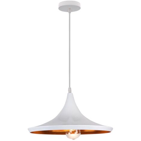 royaluxe- Plafonnier Vintage Suspension Luminaire Moderne E27 Lampe Suspendue Rétro Nordique Pour Couloir, Chambre À Coucher, Bureau, Café, Boutique, Blanc (1/5)