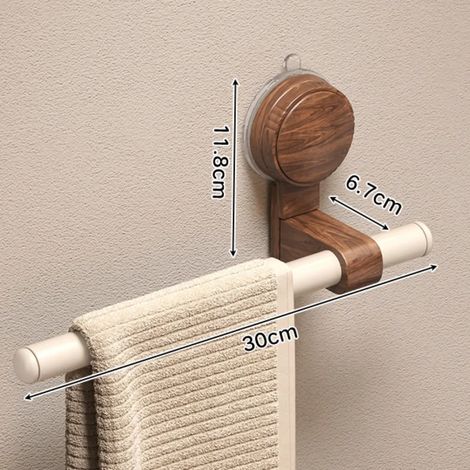 (Style-B) Porte-serviettes vintage en noyer avec ventouses - Installation sans perçage pour salle de bain ou douche (1/5)