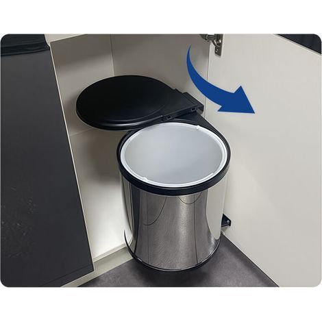 Schwenkbarer 14-Liter-Abfalleimer für unter die Spüle – Automatische Öffnung – Einfache Montage links oder rechts – Robustes anthrazitfarbenes PVC (1/5)