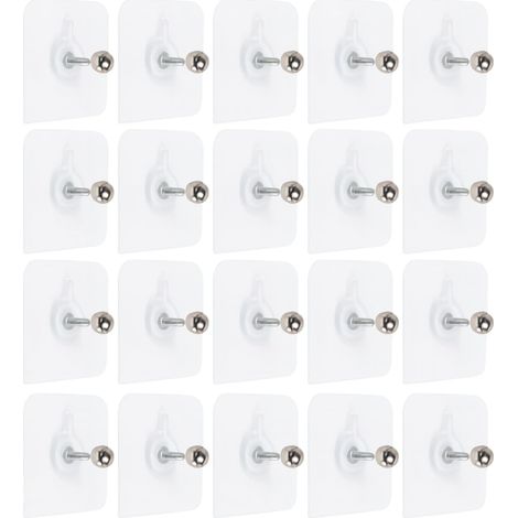 20 Pièces Clou Auto-Adhésif en crochets, Crochets Transparent pour Mur, Crochets à Vis Mural sans Poinçon, pour Salle de Bain, Cuisine, Salon et Bureau, Crochets pour Suspendre Serviettes e Clés (1/5)