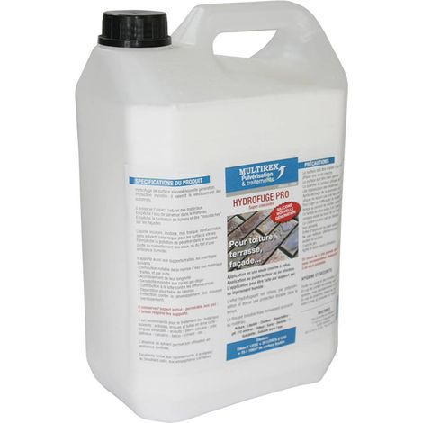 Multirex – Hydrofuge concentré 5L – Protection toiture contre humidité et mousses – Application facile en milieu confiné – Oléofuge et ininflammable (1/2)
