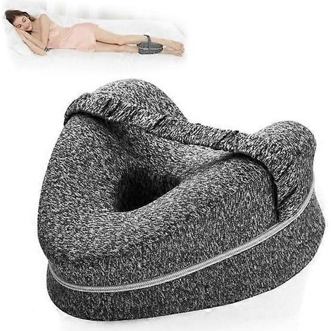 Coussin pour les jambes, genouillère ergonomique pour dormir, genouillère en mousse à mémoire de forme avec sangle pour les personnes dormant sur le côté, coussin de soutien des jambes avec housse amo (1/4)
