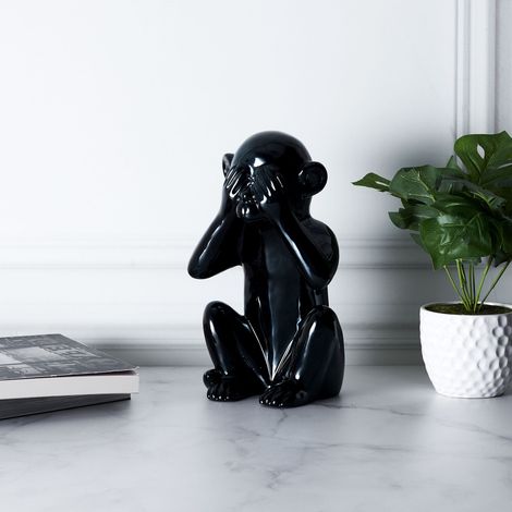 Statue - HOME DECO FACTORY - Singe - Noir (1/4)