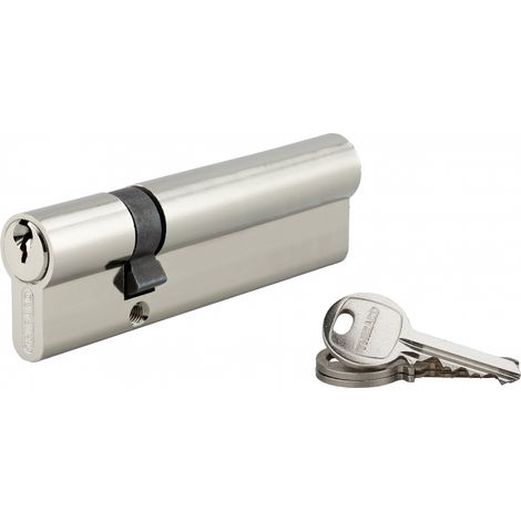 Cylindre de serrure double entrée SA UNIKEY (achetez-en plusieurs, ouvrez avec la même clé), 35x75mm, 3 clés, nickelé - THIRARD