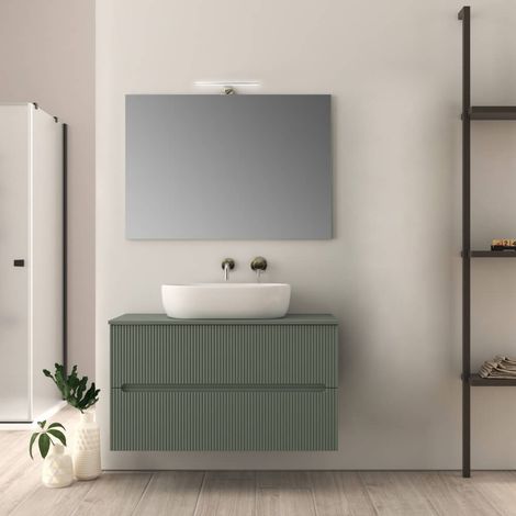 Mobile da bagno verde opaco 100 cm cannettato Palermo (1/4)