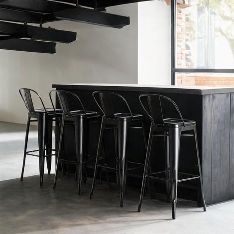 Tabouret de bar noir en métal 44 x 49 x 116 cm (1/5)