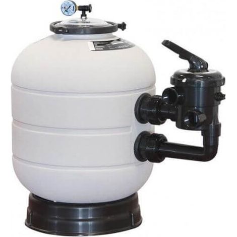 Astralpool – Filtre à sable 560 mm – Débit max 12 m3/h – Monobloc en résine plastique – Vanne 6 voies latérale – Manomètre et purge d'air inclus