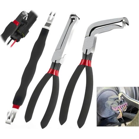 (1 jeu) Pince de déconnexion électrique coudée de 20 cm (8 po) à 60 degrés pour connecteurs et capteurs automobiles - Outil de retrait de fiches de fils coudés (1/5)