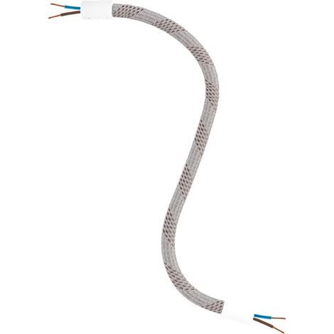 Creative-Cables Kit Creative Flex Verlängerungsschlauch (30 cm Länge, Ø 10 mm) – Stoffbezug RM72 hell meliert und mattweiße Oberflächen – Mit Metallendstücken und Zubehör