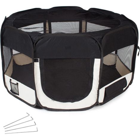Box per cuccioli/cani recinto pieghevole per animali domestici nero 125 x 125 x 64 cm 080000522