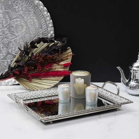 Plateau de Service - HOME DECO FACTORY - Miroir - Argent