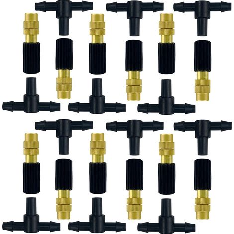 Lot de 12 buses pulvérisation réglables en laiton pour système d'irrigation, pulvérisateur d'arrosage goutte à goutte, connecté, buse d'irrigation 4/7 arrosage - (1/5)