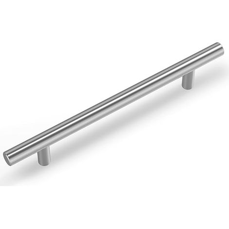Set mit 10 Küchenschrankgriffen, 128 mm Küchengriffe, silberne Küchengriffe, Möbelgriffe aus Edelstahl und gebürstetem Nickel, 128 mm Lochabstand
