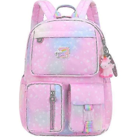 Sac à dos scolaire - Idéal pour l'école, les voyages ou le travail. Grand compartiment. Cadeau idéal pour enfant. Couleur rose fantaisie. (1/4)