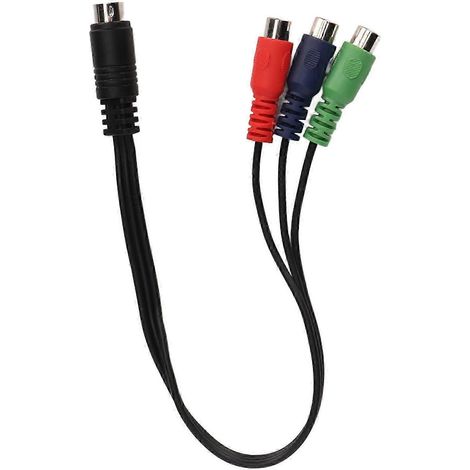 Câble adaptateur vidéo RGB Mini DIN 9 broches mâle vers 3 RCA femelles, noyau en cuivre pur, double blindage, 11,8 pouces. (1/5)