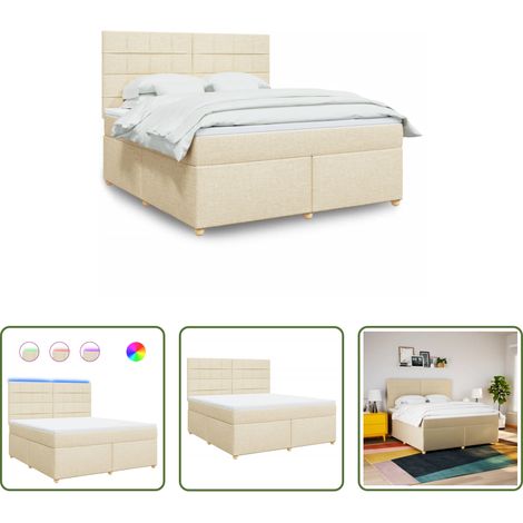 vidaXL Sommeil réparateur - Sommier à lattes de lit avec matelas Crème 180x200 cm Tissu (1/5)