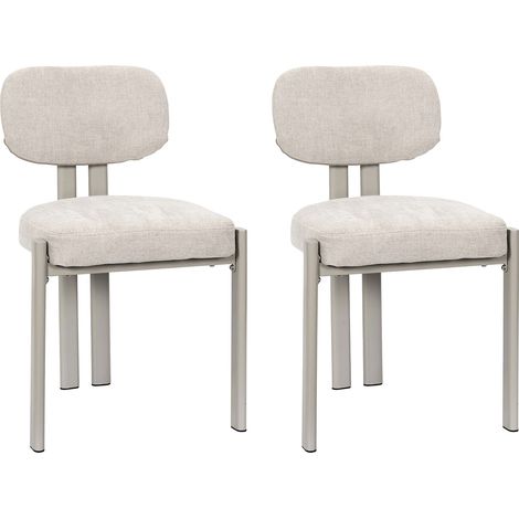 Lot de 2 Chaises - HOME DECO FACTORY - Emilia - Rembourrées - Beiges (1/5)