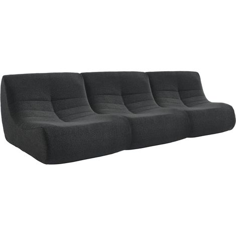 sweeek - 3er-Set modulare 1-Sitzer Sessel mit strukturiertem Bouclé-Bezug, Strukturiertes  Bouclé, Schwarz