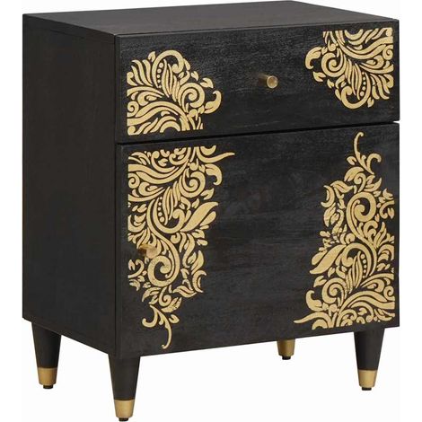Bedside Cabinet with Door with Drawer Black 50 x 33 x 60 cm vidaXL