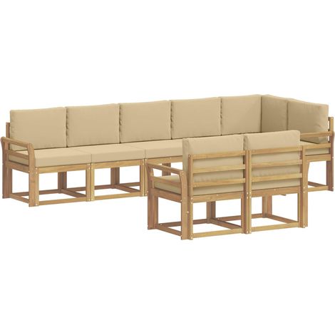Conjunto de sofás de exterior 8 uds. y Beige Poliéster vidaXL (1/5)