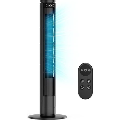 Ventilateur Colonne Silencieux, Ventilateur Tour avec Télécommande & Écran LED, 5 Modes Intelligents & 6 Vitesses, Oscillation 70°, Minuterie 12H, Mode ÉCO Économe – Idéal pour Salon, Chambre, Bureau