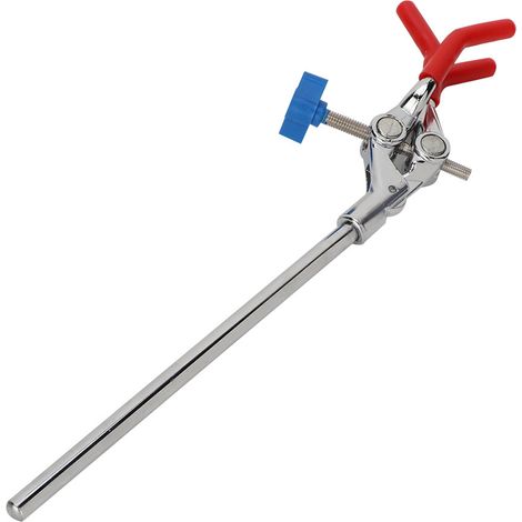 Pince rotative trois mâchoires en alliage de zinc pour support de laboratoire, pince de condenseur et ballon, réglable et robuste (1/5)