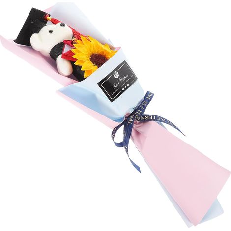 Strauß aus leichten und dekorativen Teddybärfiguren, tragbarer blauer Plüsch-Abschlussschmuck für die Abschlussfeier (1/5)