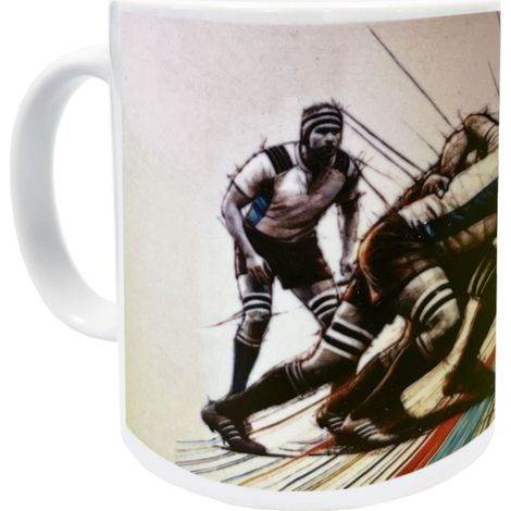 Mug Rugby Mêlée en céramique blanche (1/2)