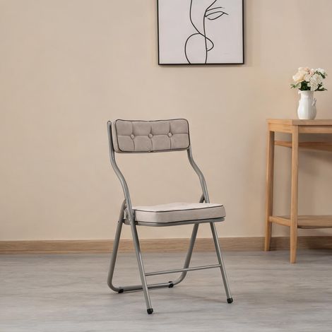 2 chaises pliantes rembourrées kaki avec accoudoirs pour salle (1/5)