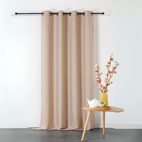 Rideau ignifugé en toile demi natté non feu M1 Ecru 135x240 cm (1/3)