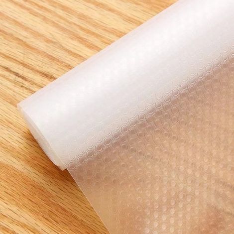 Tappetino antiscivolo multifunzionale per armadietti, 45 cm x 1,5 m, trasparente, per proteggere i cassetti della cucina. (1/5)