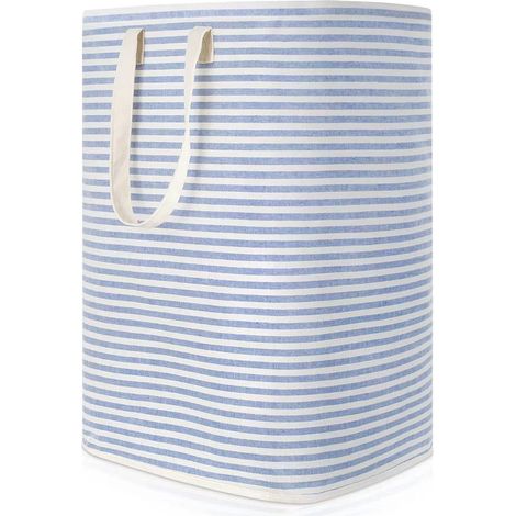 Panier à linge autoportant, pliable et de grande capacité, avec une poignée allongée pour un transport facile convient pour ranger les vêtements et les jouets bleu. (1/5)