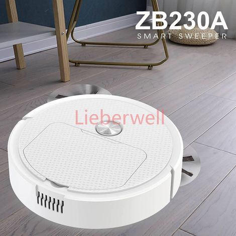 Robot de Balayage Intelligent 3 en 1, Mini Balayeuse et Aspirateur Sans Fil, pour la Maison et le Bureau,ZB230A White