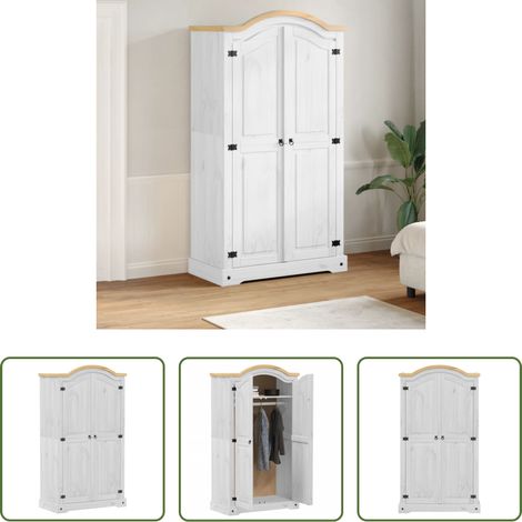 Holzschrank - Kleiderschrank Corona Weiß 102x52x186 cm Massivholz Kiefer (1/5)