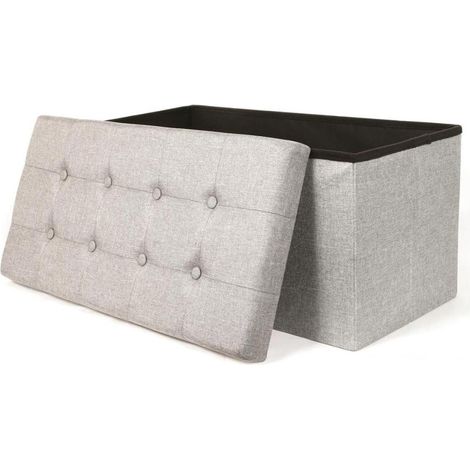 Banquette Coffre Pliable "Eliane" 76cm Gris Clair (1/2)